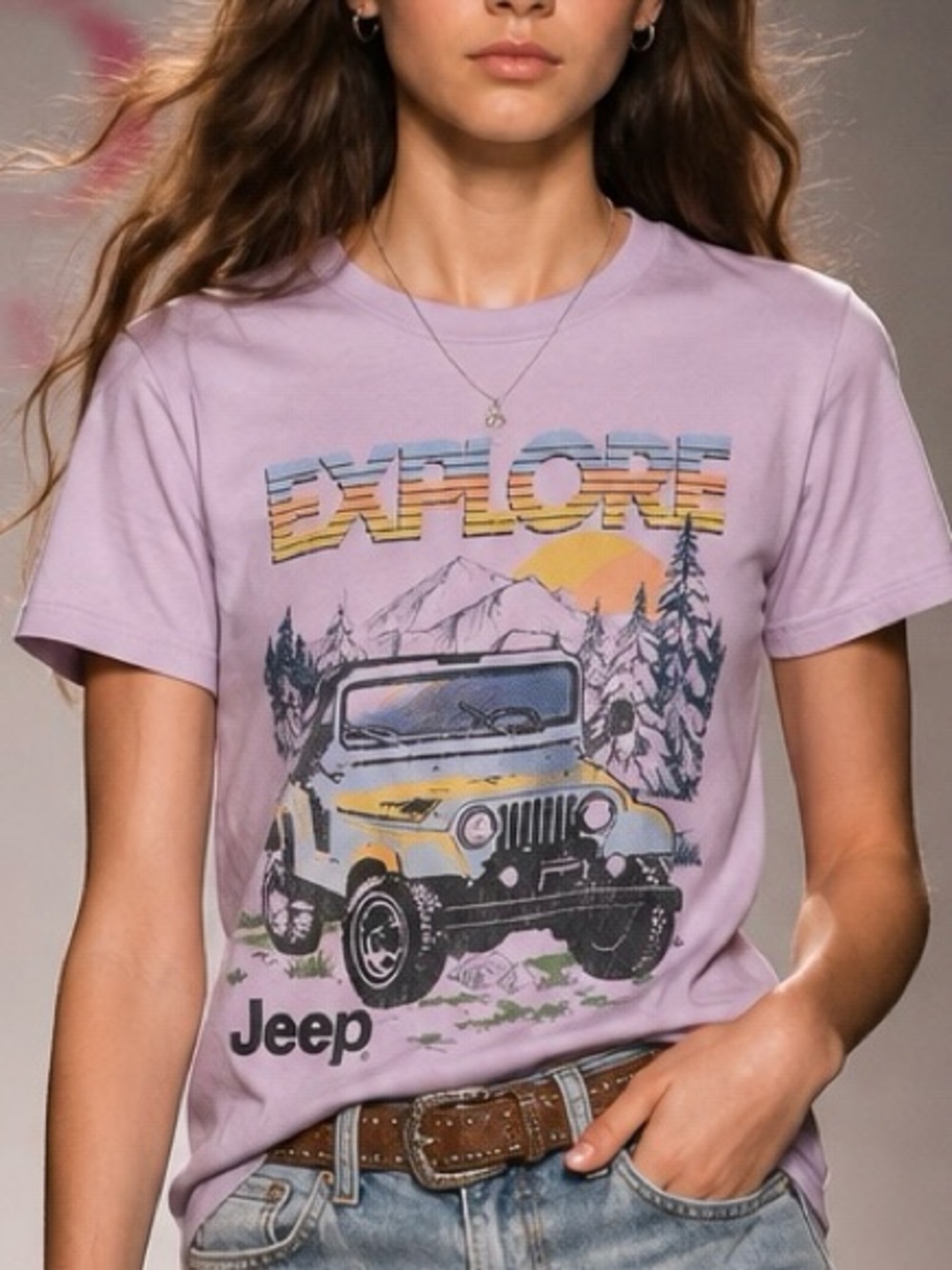 GB Girls Jeep Explore Adventure Graphic Tee – Pink  Size: L NWT
